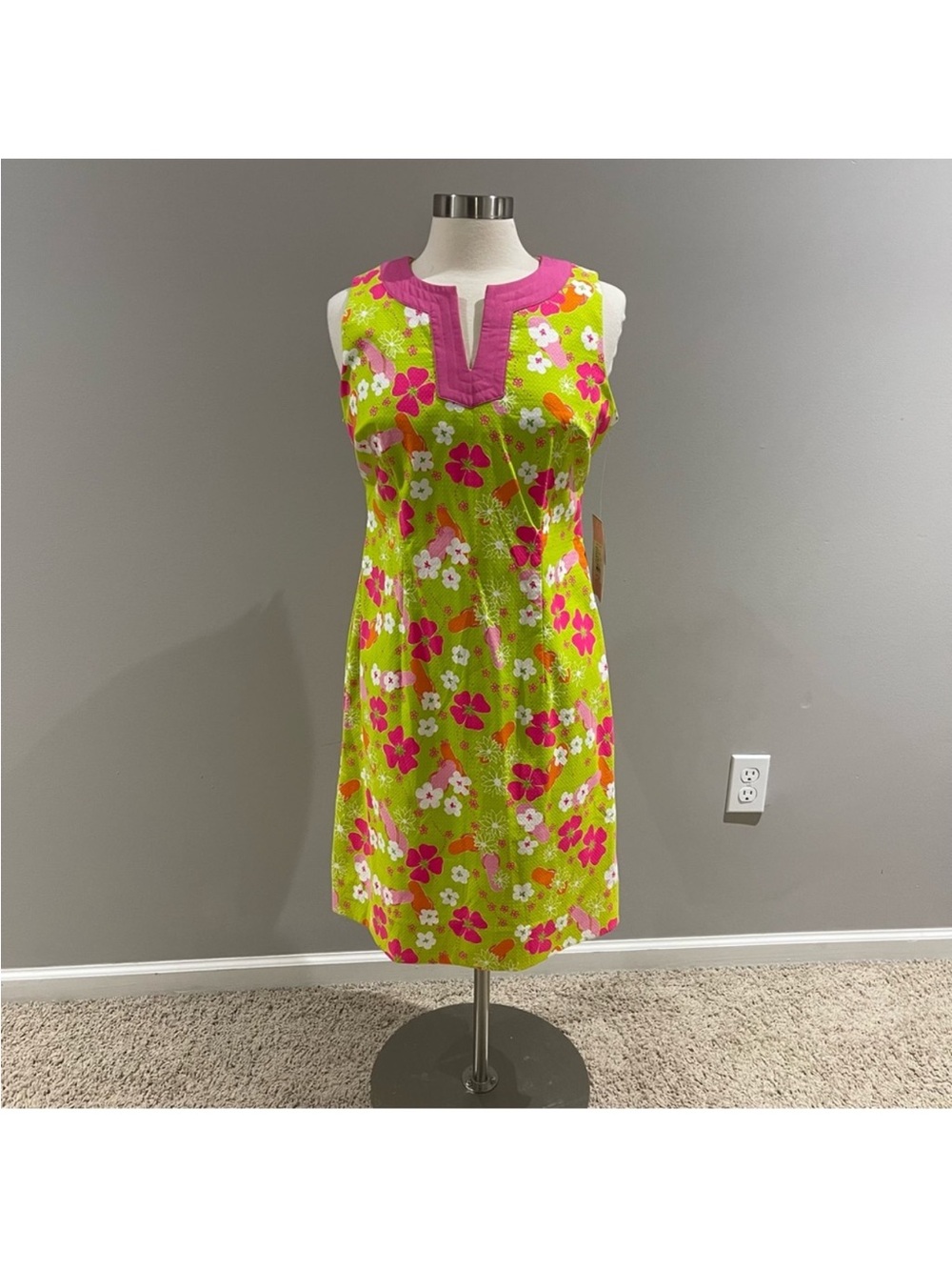 NWT Lilly Pulitzer vintage lime green cotton Karen dress 8